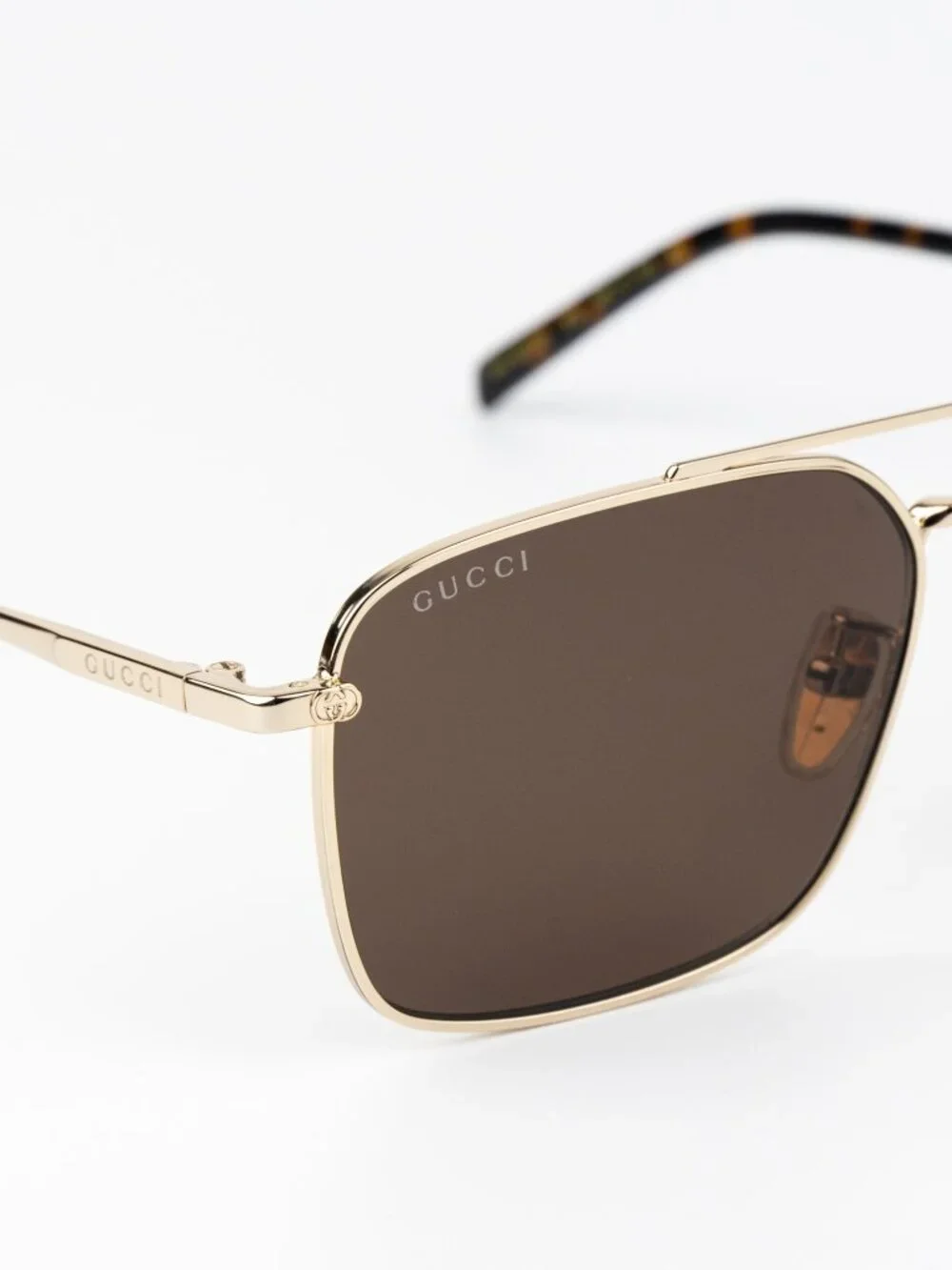 Gucci Men Sunglasses Gold Brown Rectangular GG1957SA 002 NEW AUTHENTIC
